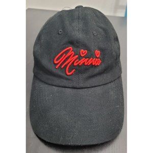 Disney Minnie Mouse Black Red Stitching Dad Hat Strap Back Cap